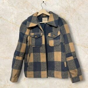 Avec Les Filles Blue and Tan Plaid Jacket